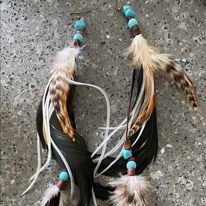 Extra Long Hand-made feather earrings